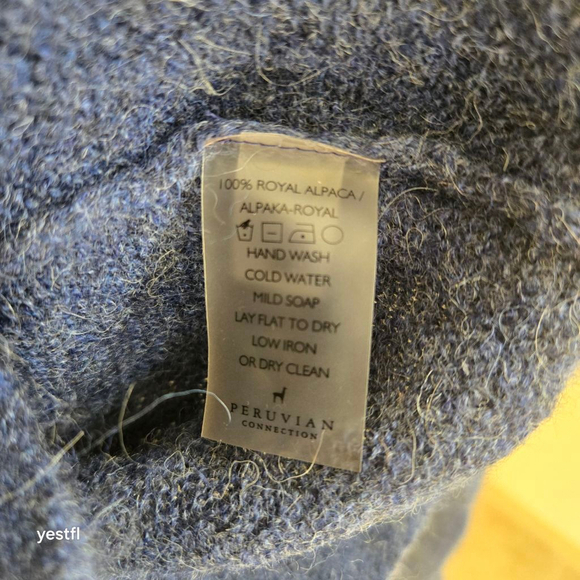 Peruvian Connection Blue Royal Alpaca Crew Neck Studio Sweater S scandi - Picture 6 of 6